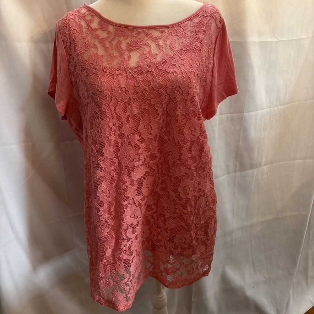 Ann Taylor Coral Lace Blouse